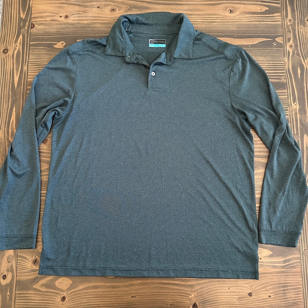 PGA TOUR Green Striped Long Sleeve Polo Shirt XL Performance Golf Top - Picture 3 of 7
